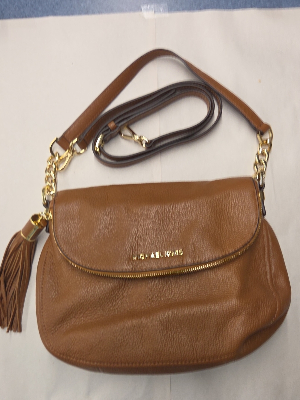 Michael Kors Cognac Leather Crossbody with Tassel
